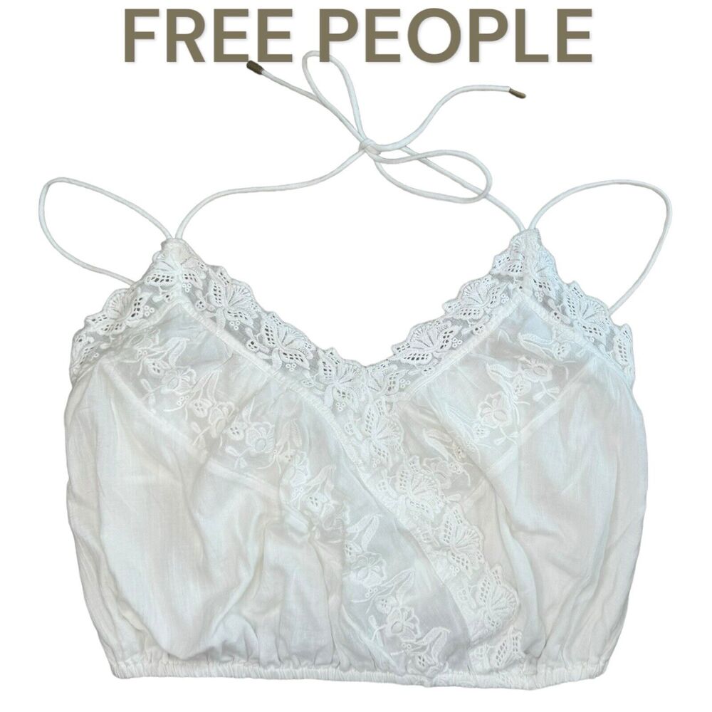 Free People White Lace Cami Crop Top